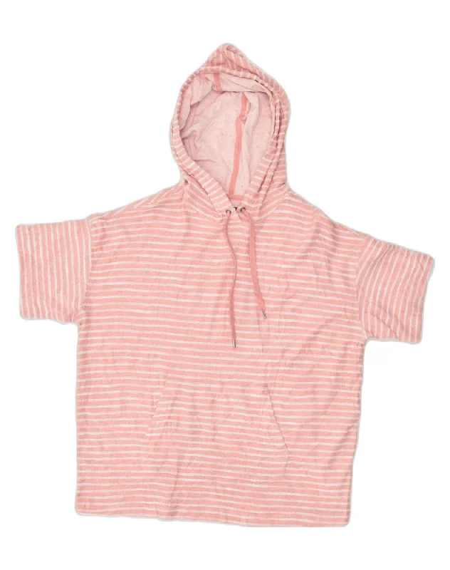Special Offer CHAPS Womens Loose Fit Short Sleeve Hoodie Jumper UK 14 Medium Pink