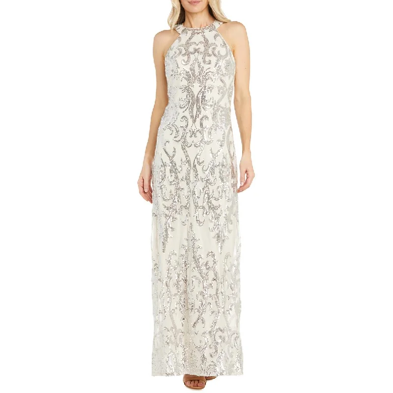 Act Fast R&M Richards Womens Mesh Full Length Evening Dress