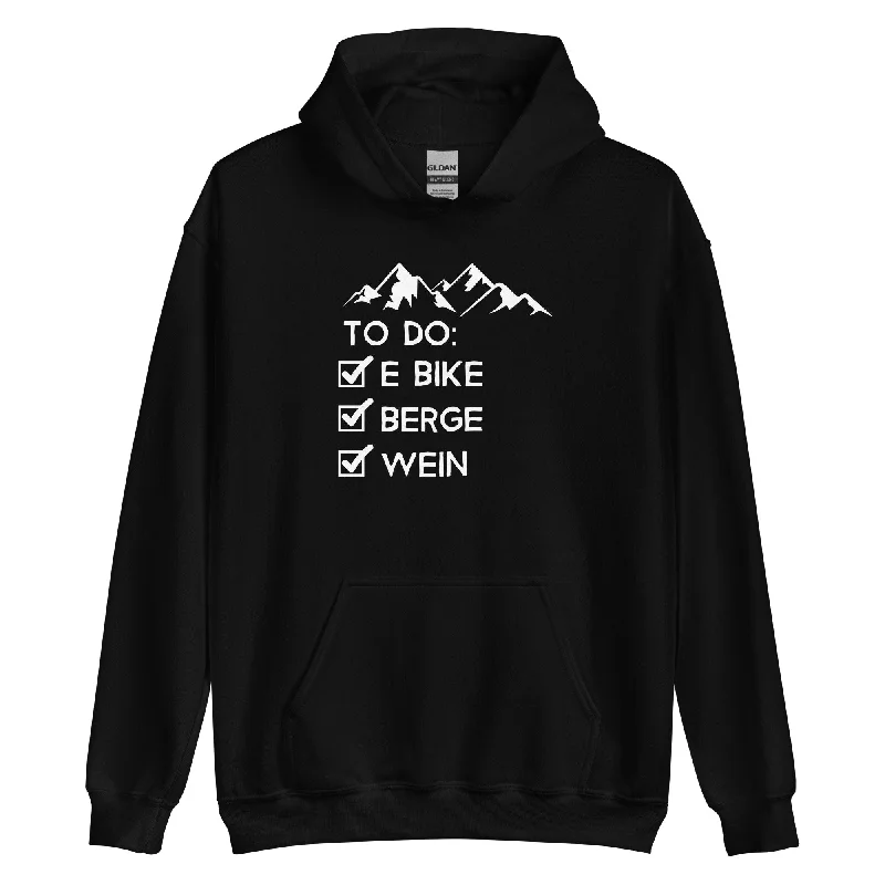 Buy More, Save More To Do Liste - E-Bike, Berge, Wein - Unisex Hoodie