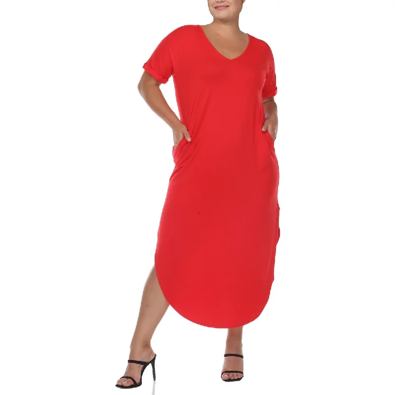 Exclusive Online Offer White Mark Womens Plus Slit Knit T-Shirt Dress