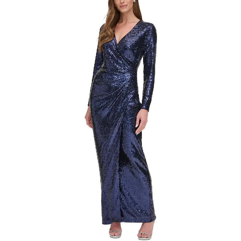 Bargain Blast DKNY Womens Sequined Full Length Evening Dress