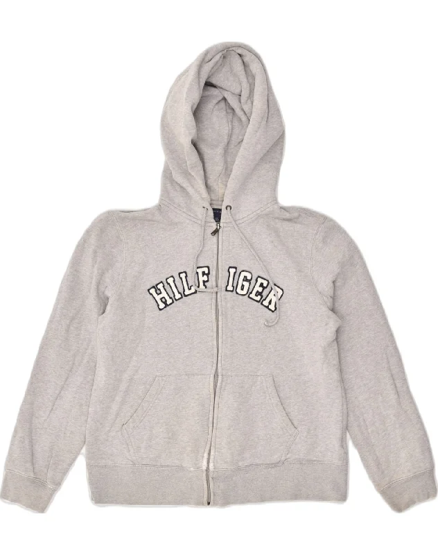 Limited Edition TOMMY HILFIGER Womens Graphic Zip Hoodie Sweater UK 16 Large Grey Cotton Limited Edition TOMMY HILFIGER Womens Graphic Zip Hoodie Sweater UK 16 Large Grey Cotton