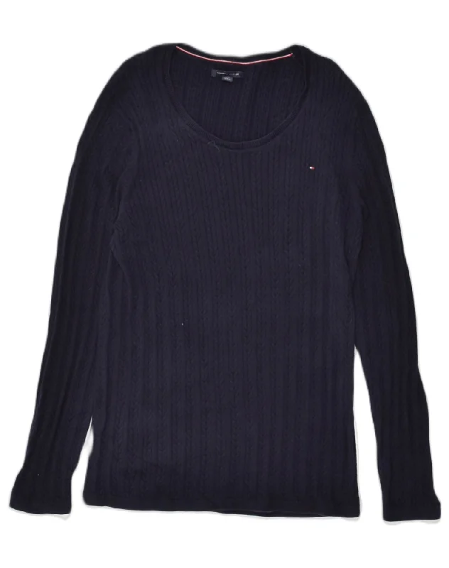 New Arrival TOMMY HILFIGER Womens Crew Neck Jumper Sweater UK 16 Large Navy Blue