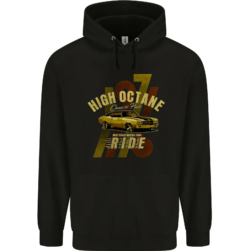 Limited Quantity High Octane Ride 1971 Muscle Car Mens 80% Cotton Hoodie