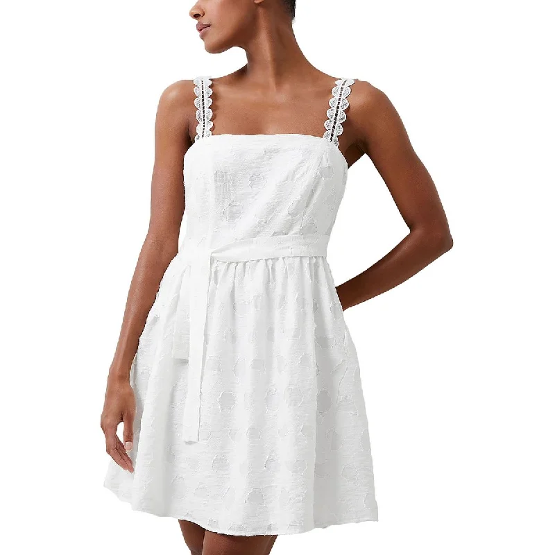 Seasonal Clearance French Connection Womens Freya Organza Burnout Fit & Flare Dress