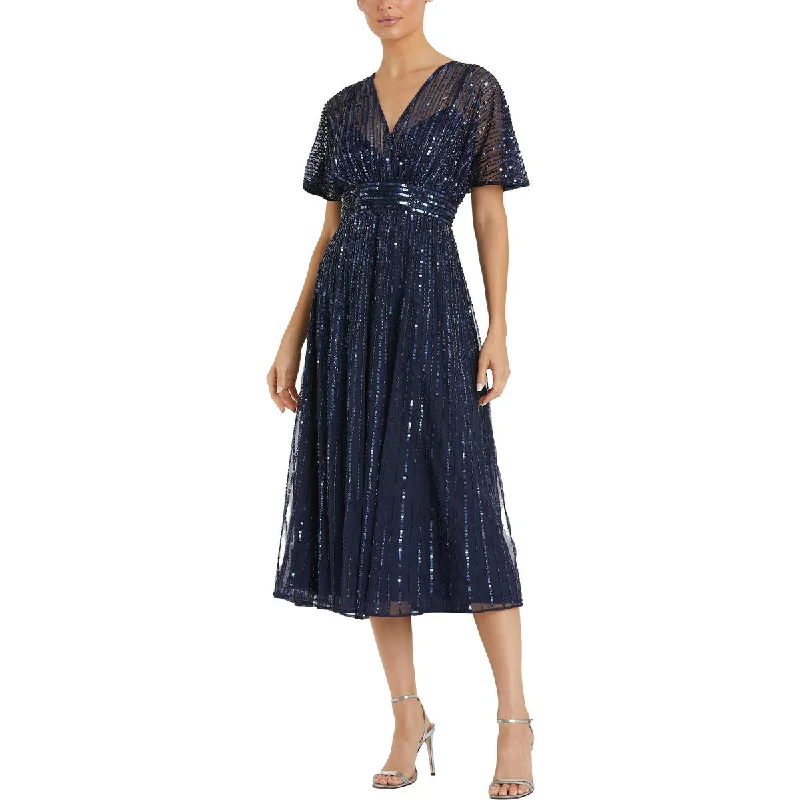 Steals and Deals Mac Duggal Womens Plus Chiffon Embellished Evening Dress