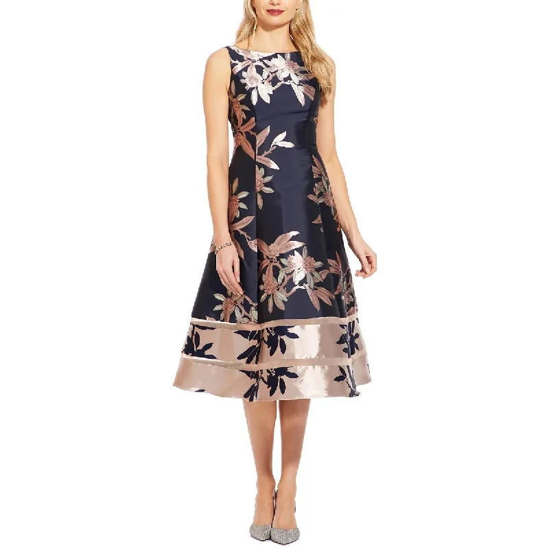 Clearance Event Adrianna Papell Womens Metallic Print Midi Fit & Flare Dress