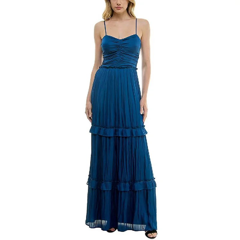 Today’s Deal Crystal Doll Womens Ruched Tiered Evening Dress