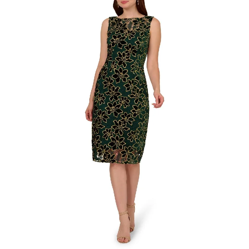 Final Clearance Adrianna Papell Womens Floral Metallic Cocktail And Party Dress