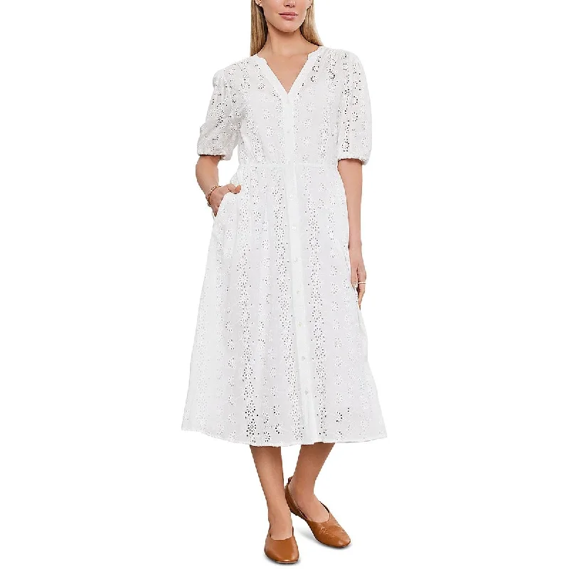 Markdown Madness VELVET BY GRAHAM & SPENCER Womens Crochet Button Front Midi Dress