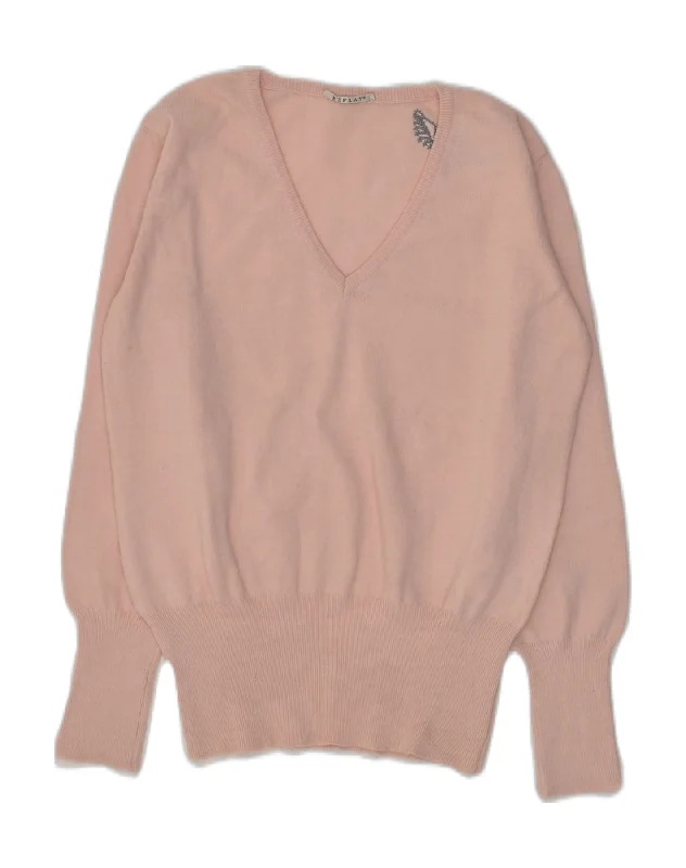 Today Only REPLAY Womens Slim Fit V-Neck Jumper Sweater UK 18 XL Pink Alpaca Wool