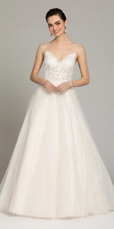 While Supplies Last Floral Embroidered Glitter Tulle A-Line Gown