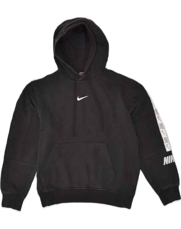 Super Sale NIKE Womens Graphic Oversized Hoodie Jumper UK 6 XS  Black Cotton