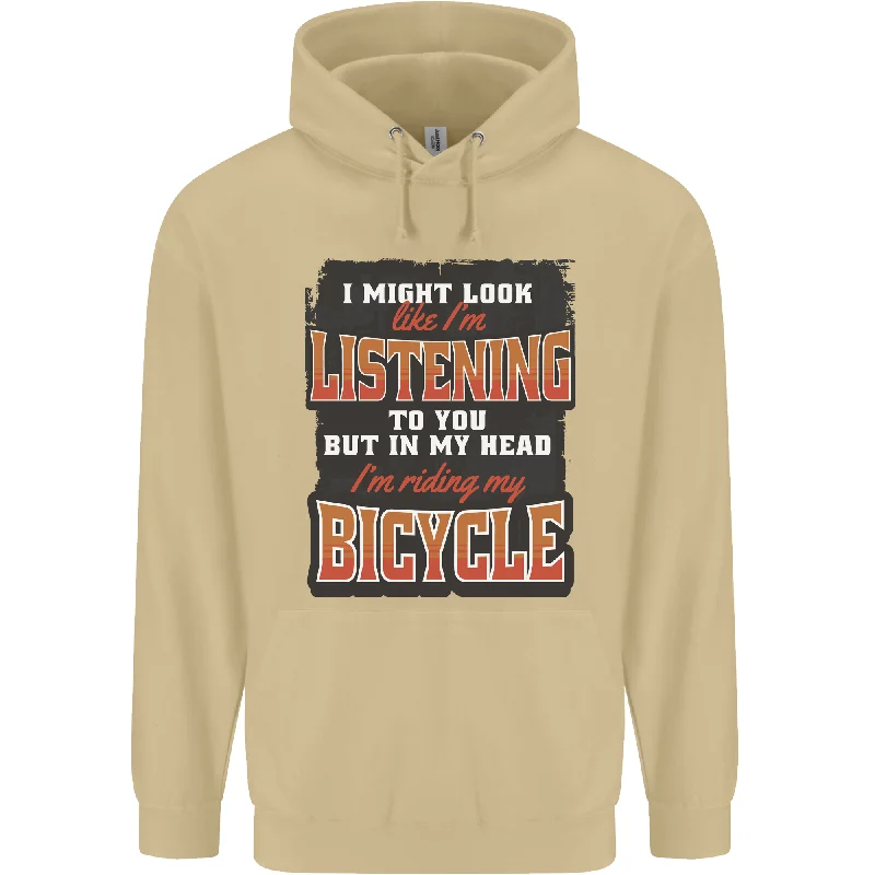 Steals and Deals In My Head I'm Riding My Bicycle Bike MTB Mens 80% Cotton Hoodie