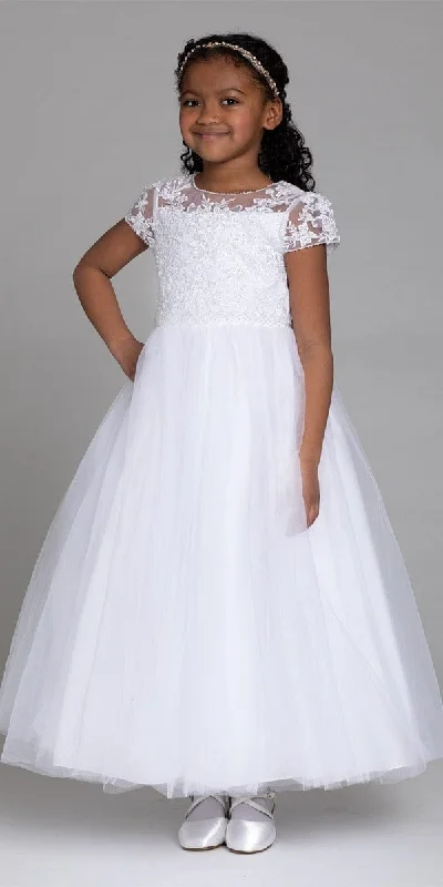 Unmissable Offer Short Sleeve Lace Applique Tulle A-Line Dress