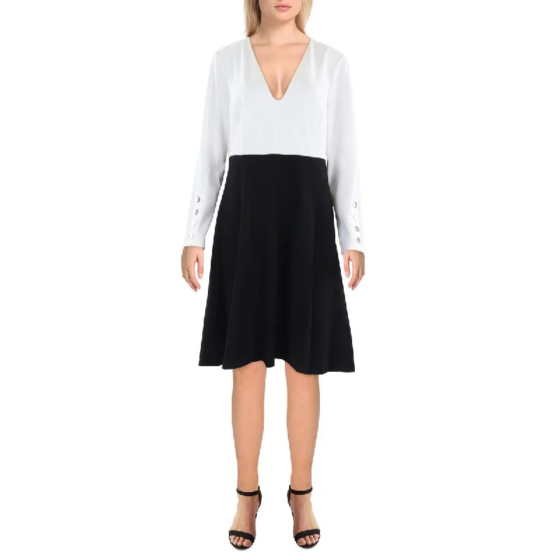 Incredible Offers Tommy Hilfiger Womens Mini Colorblock Fit & Flare Dress