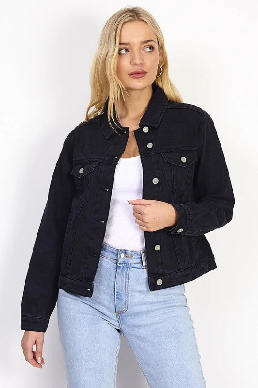 Blowout Deals WESTERN STYLE BLACK DENIM JACKET