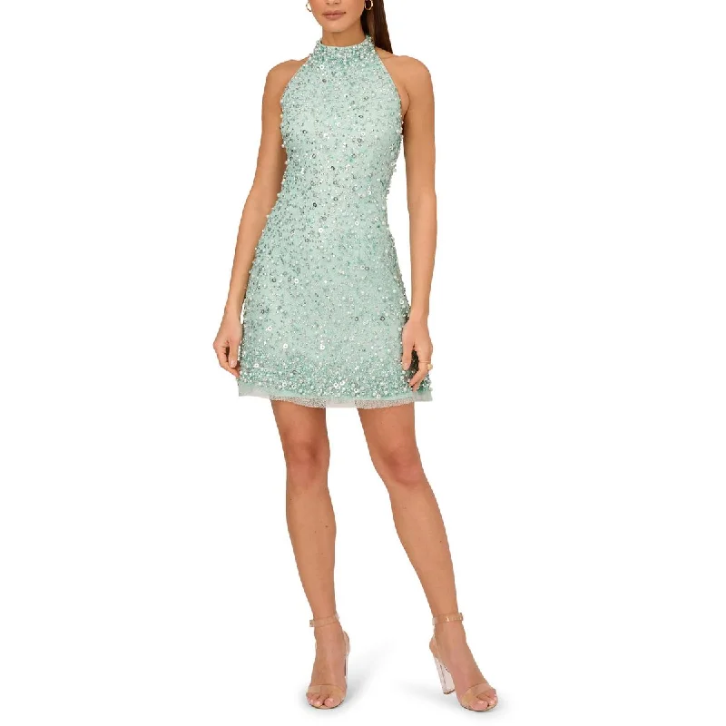 Unmissable Offer Adrianna Papell Womens Beaded Halter Cocktail And Party Dress