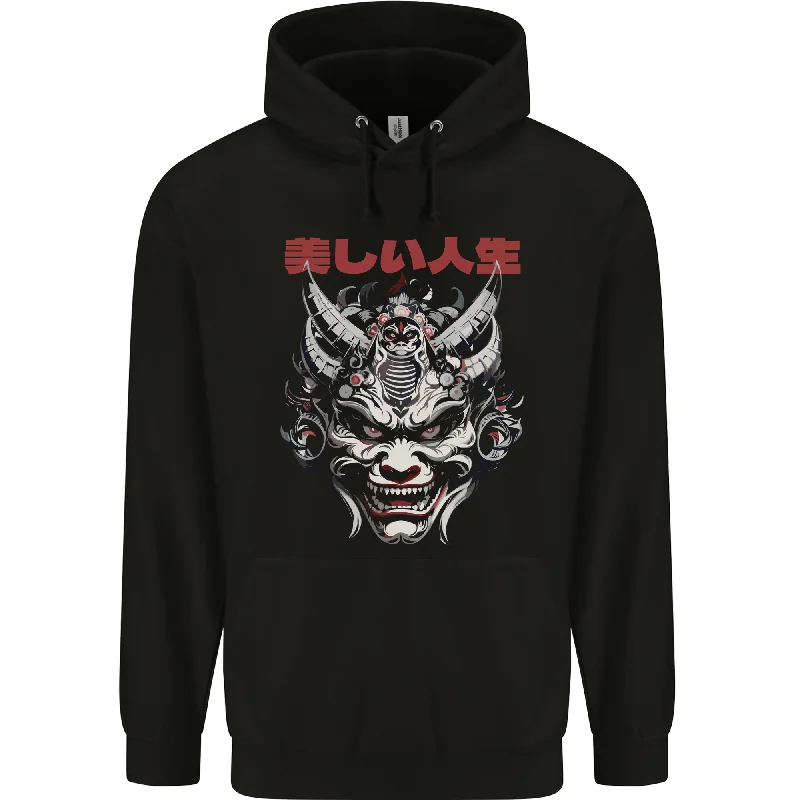 Big Discounts Japanese Oni Mask Mens 80% Cotton Hoodie