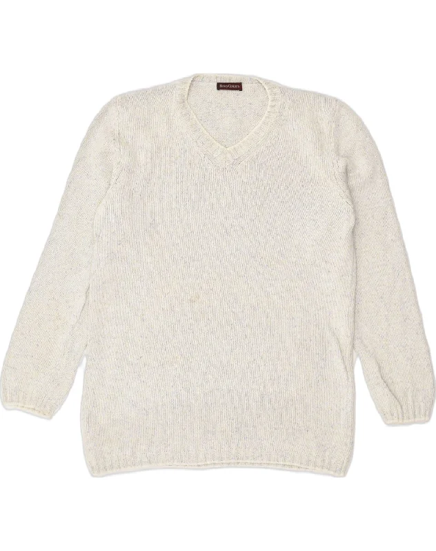 Massive Deals HENRY COTTONS Womens V-Neck Jumper Sweater EU 46 XL White Cotton