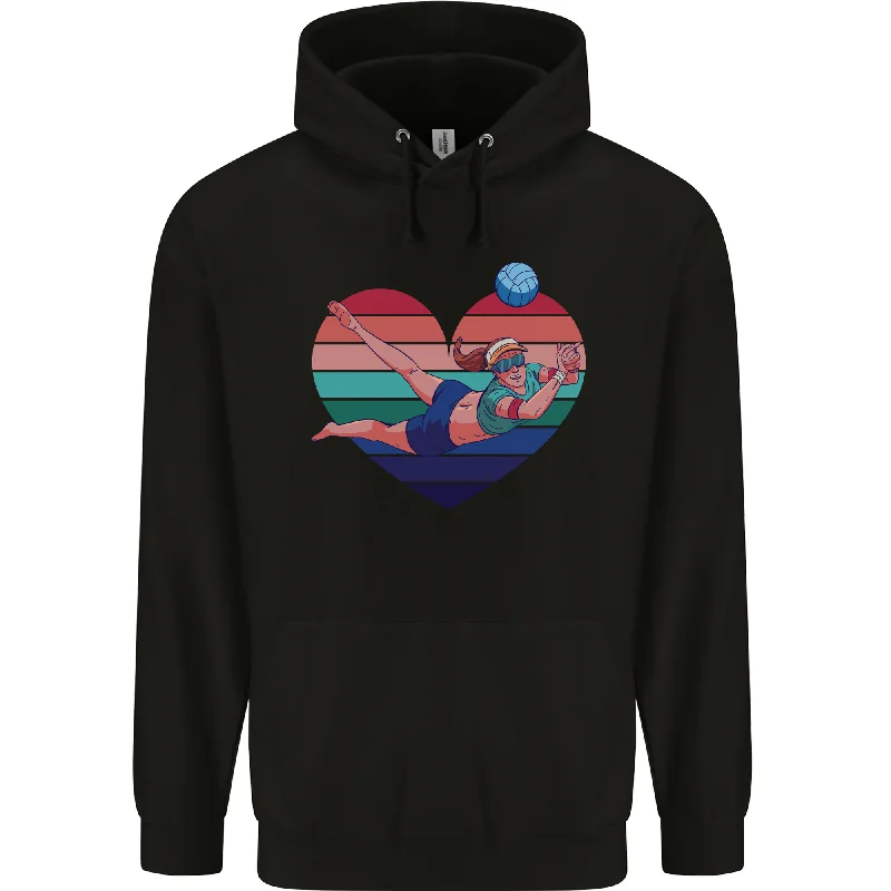 Special Buy I Love Volleyball Heart Mens 80% Cotton Hoodie