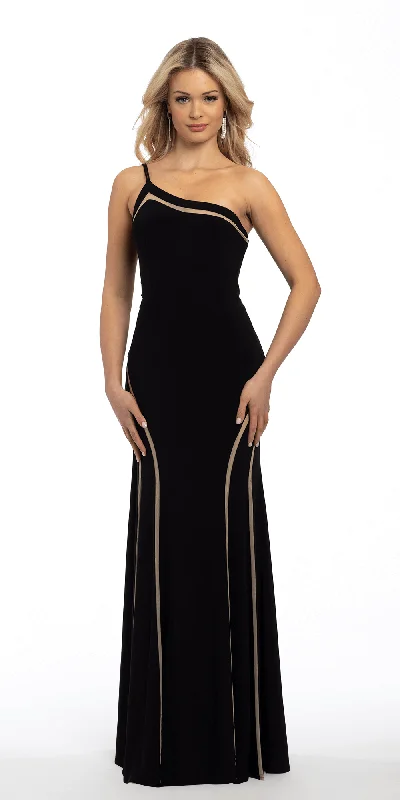 Hurry In Jersey One Shoulder Dress with Illusion Panels
