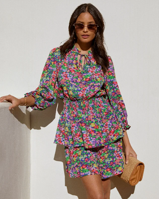Best Deals Fatima Floral Tiered Mini Dress