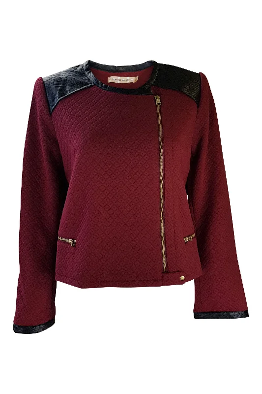 Discount Extravaganza TRAFFIC PEOPLE Red Quilted Zip It Cropped Jacket (XL)