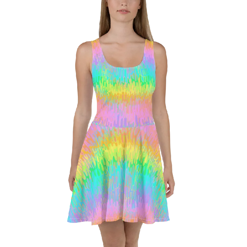 Stock Clearance Rainbow Melt Skater Dress