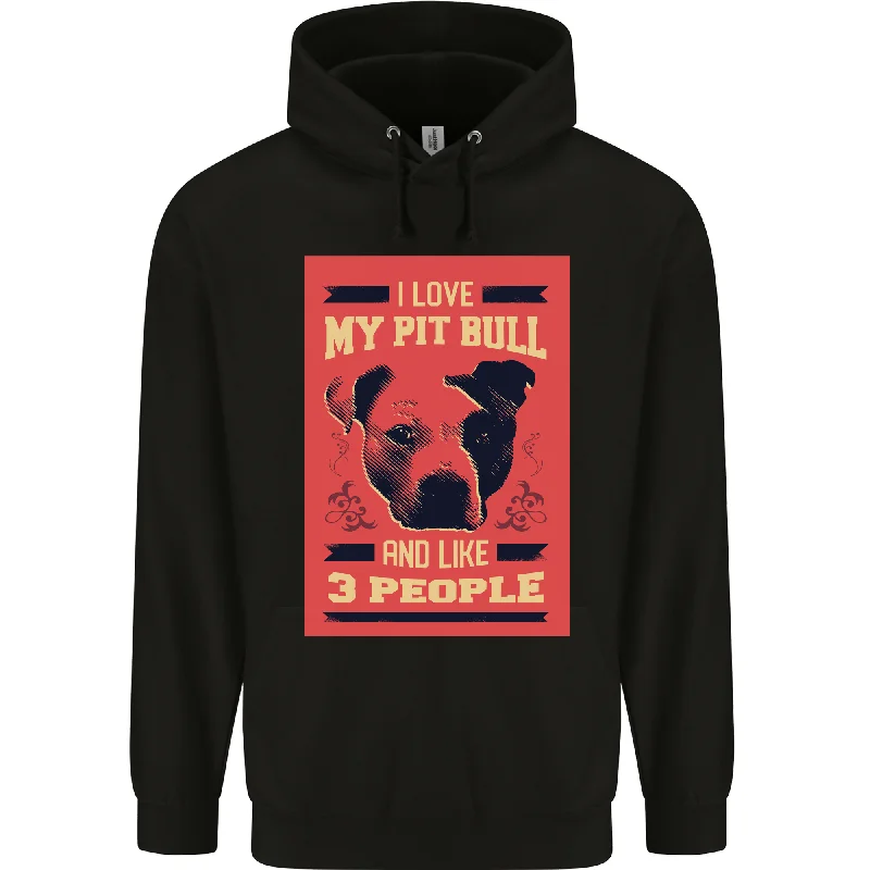 Year-End Sale I Love My Pitbull & 3 People Funny Mens 80% Cotton Hoodie