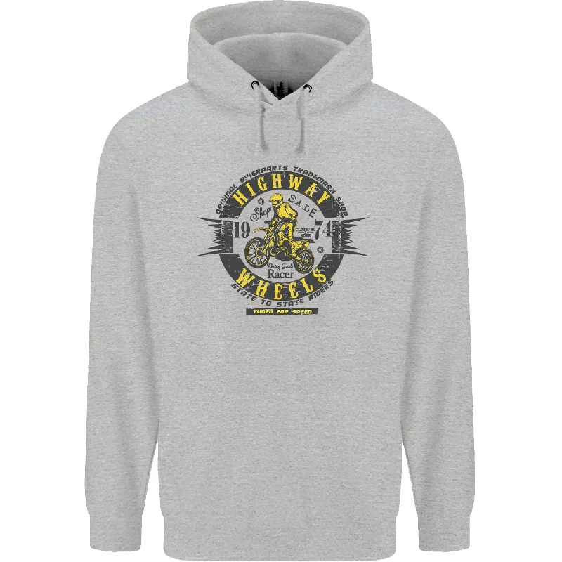 Online Exclusive Highway Wheels Motocross Motorcycle Mens 80% Cotton Hoodie