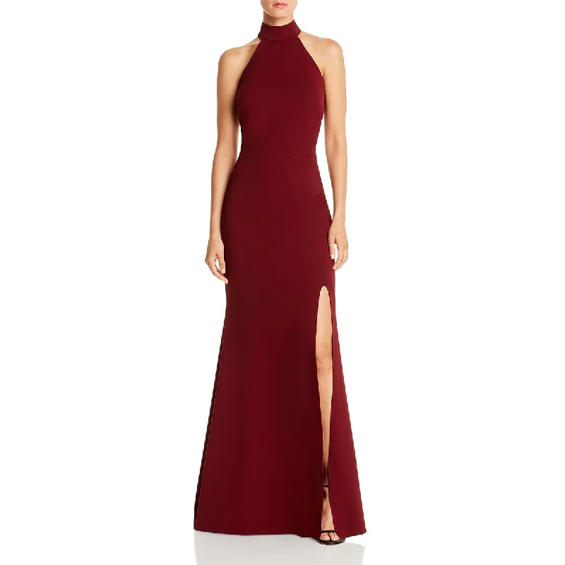 Don't Wait Aqua Womens Halter Sleeveless Evening Dress