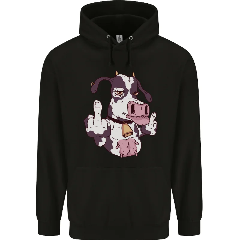 Grand Opening Sale Funny Offensive Rude Cow Finger Flip Mens 80% Cotton Hoodie