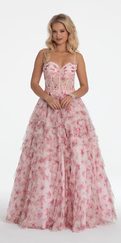 Online Only Sweetheart Floral Embellished Corset Corkscrew Ballgown