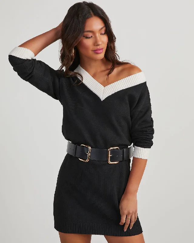 Best Bargains Lopez Contrast Mini Sweater Dress