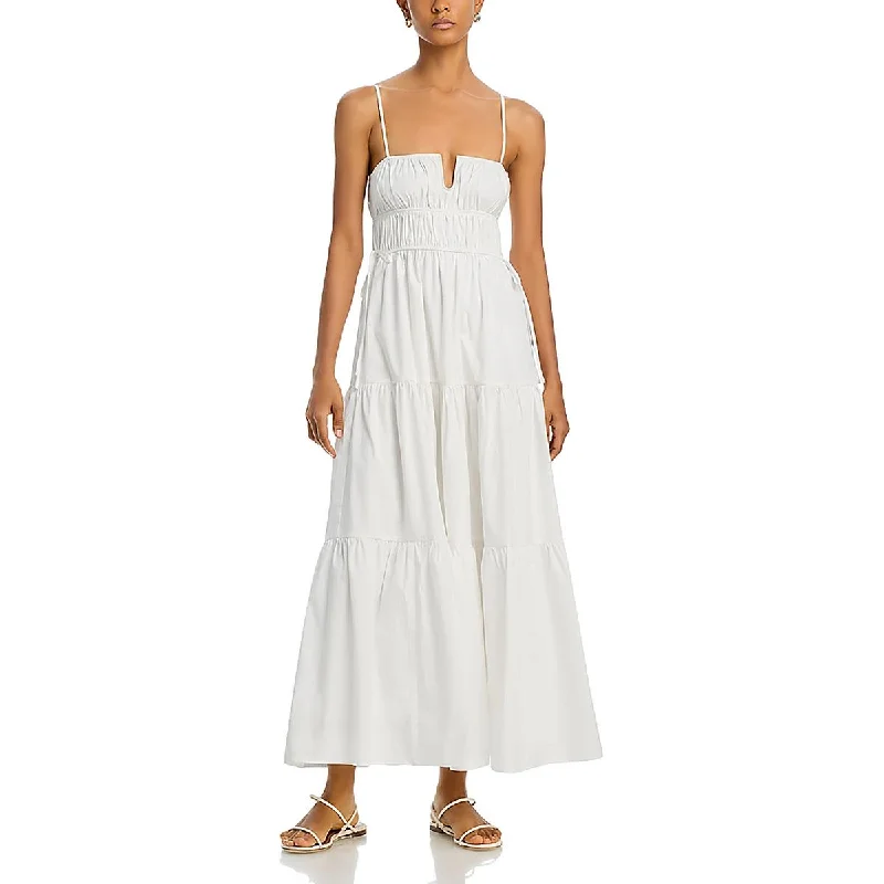 One-DAY Sale Moon River Womens Shirred Side Ties Midi Dress