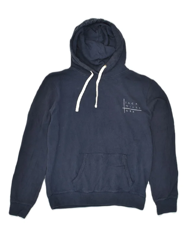 Don’t Miss Out JACK WILLS Womens Hoodie Jumper UK 14 Large Navy Blue Cotton
