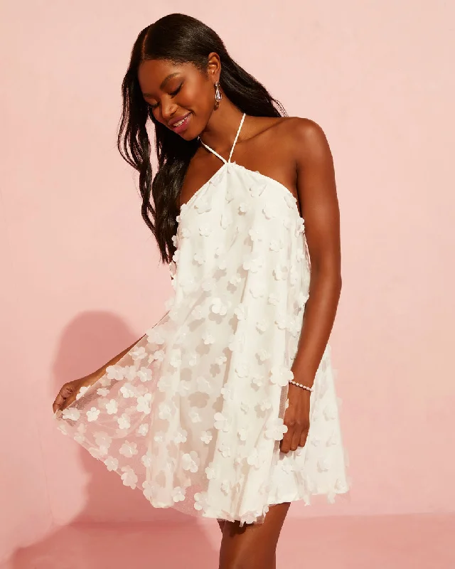 Act Fast Niari Floral Embellished Halter Mini Dress