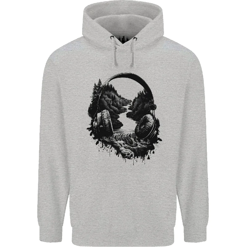 Price Rollback Headphones & Nature Music Trekking Hiking Mens 80% Cotton Hoodie