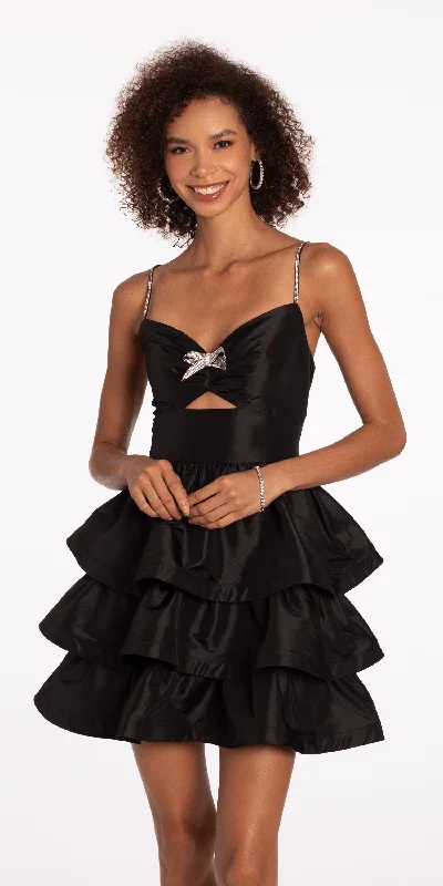 Markdowns Peek-A-Boo Sweetheart Tiered Fit and Flare Dress