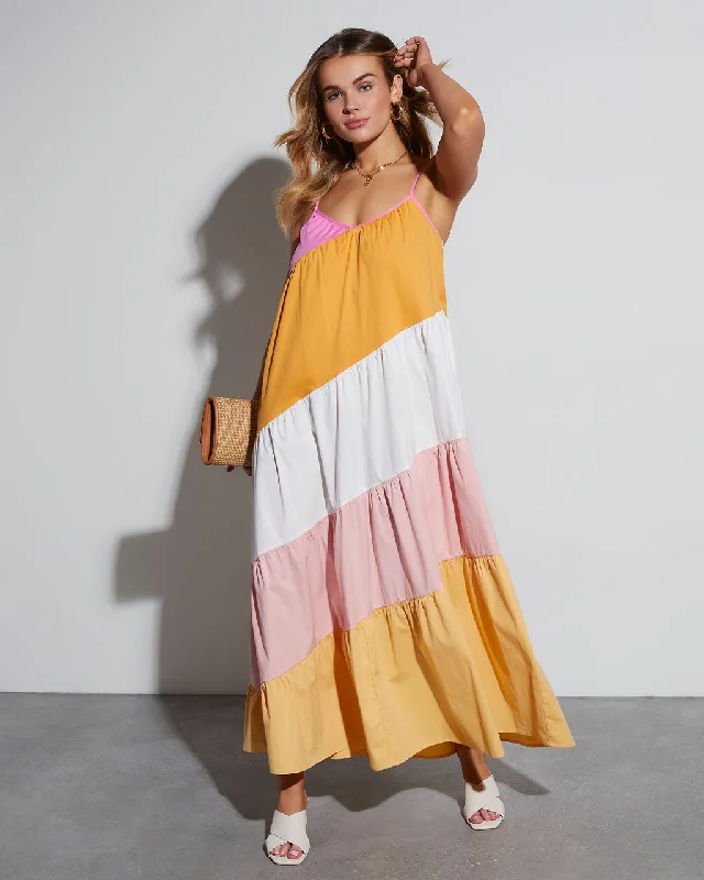 Clearance Items Patricia Colorblock Cotton Maxi Dress