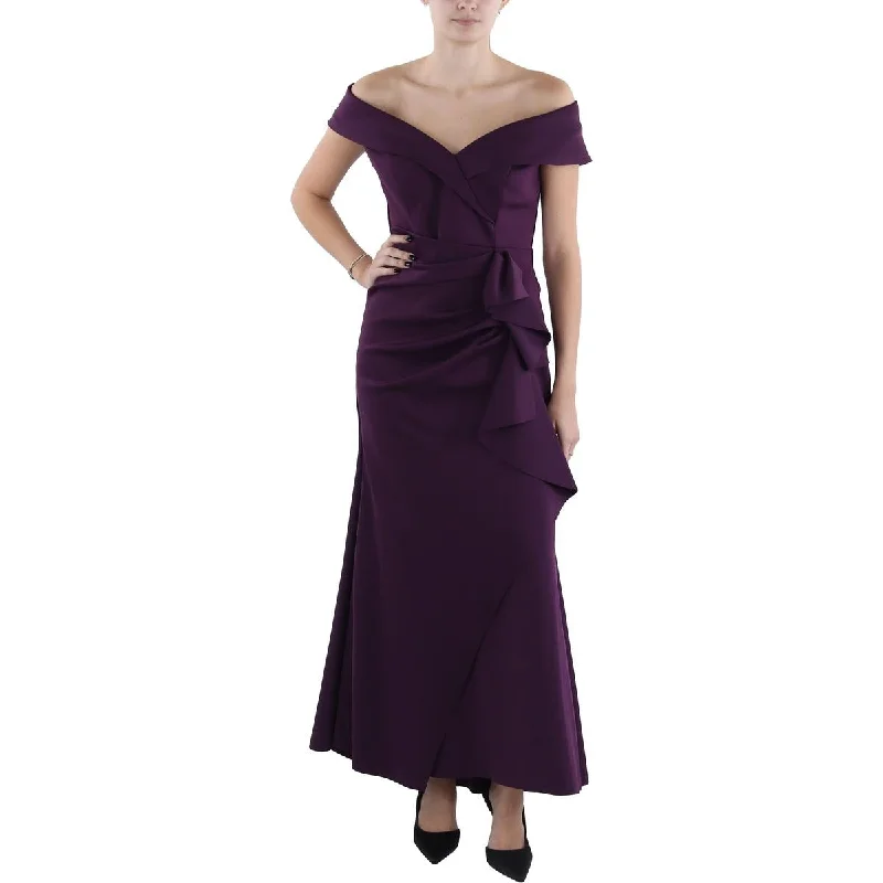 Online Only Xscape Womens Petites Off-The-Shoulder Long Evening Dress