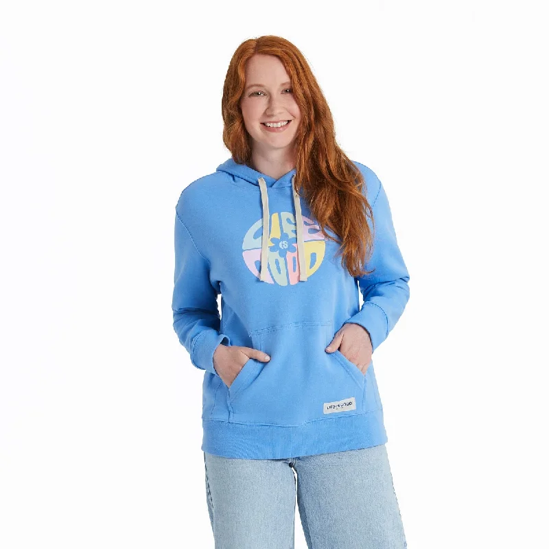 Take Advantage Life is Good Women's Daisy Circle Psychedelic Simply True Fleece Hoodie, Cornflower Blue
