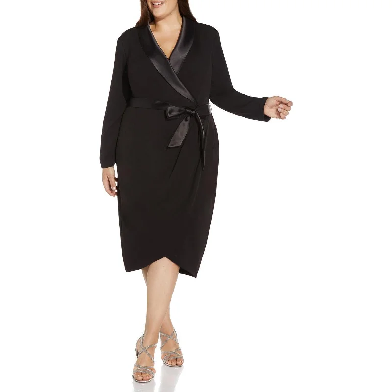 Special Promotion Adrianna Papell Womens Plus Silk Lapel Maxi Cocktail and Party Dress
