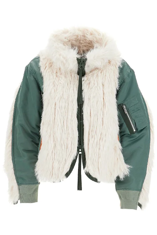 Stock Up and Save Jacket With Faux Fur Inserts  - Green
