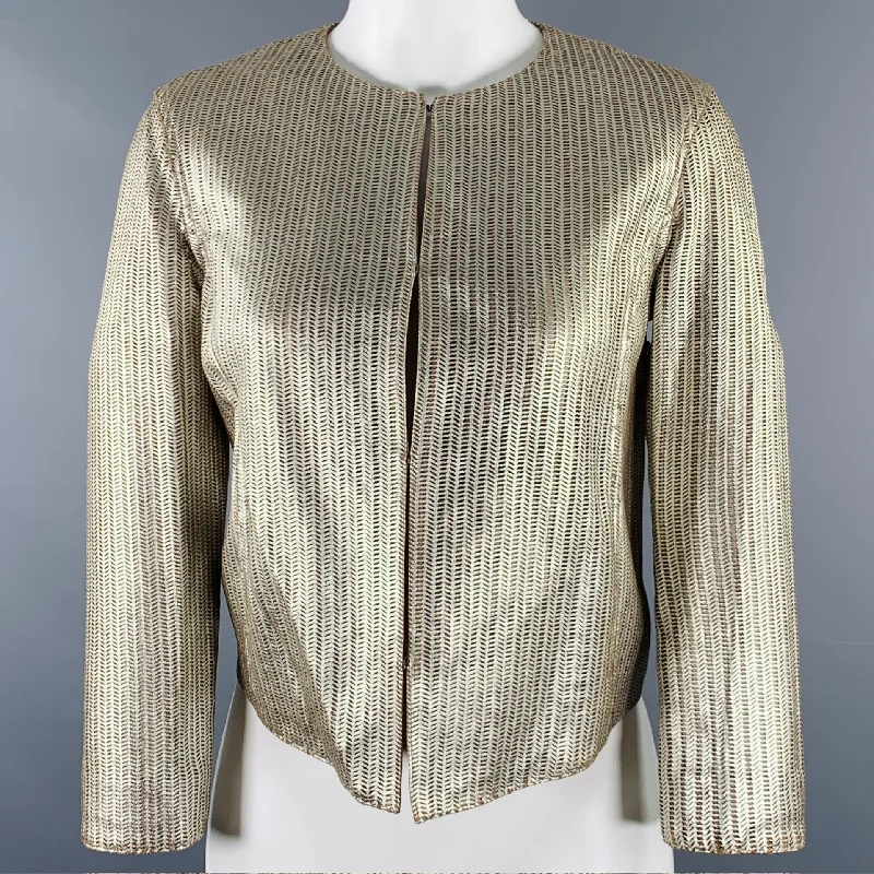 Today Only DROME Size XS Gold Perforated Lamb Skin Eye Hook Jacket Blazer
