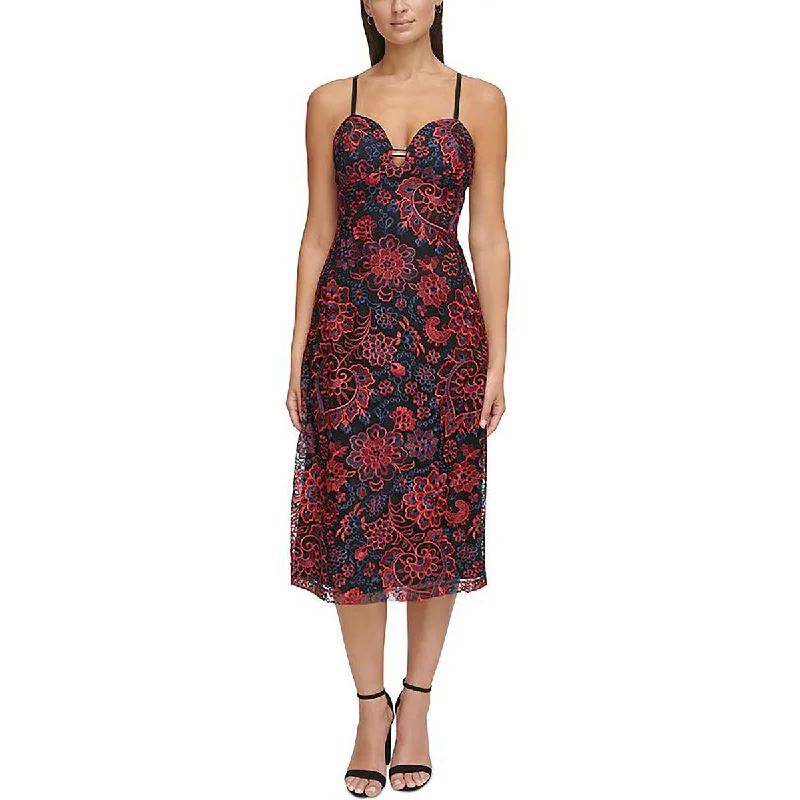 Final Markdown Guess Womens Embroidered Midi Cocktail And Party Dress