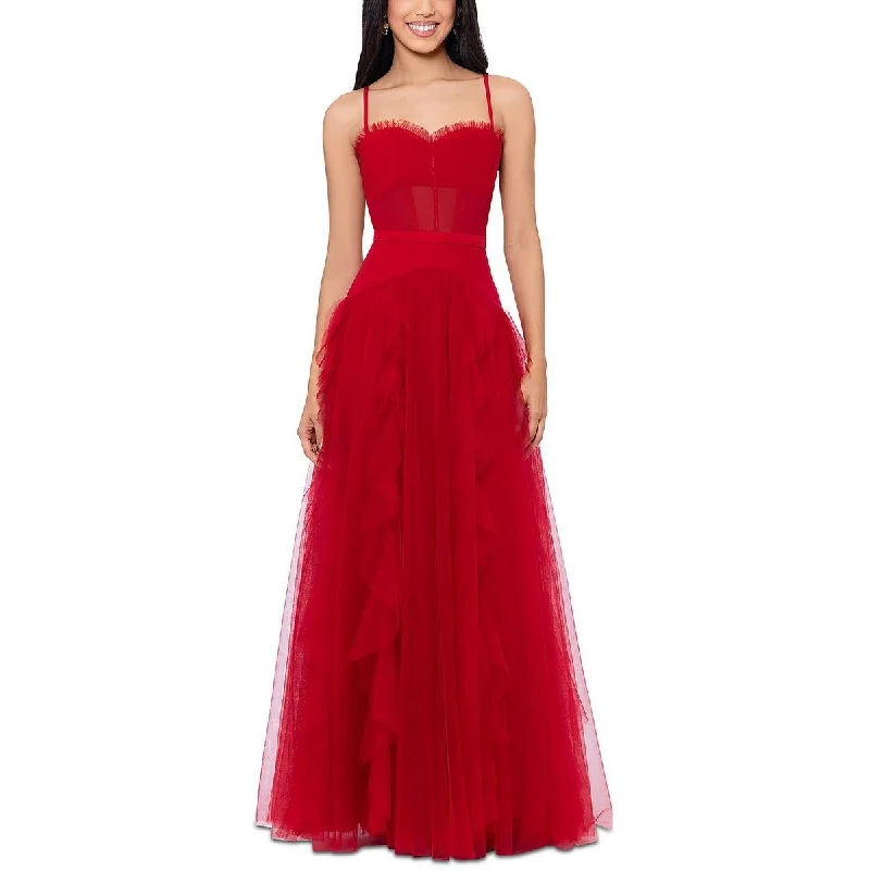 Special Price Betsy & Adam Womens Ruffled Full Length Evening Dress
