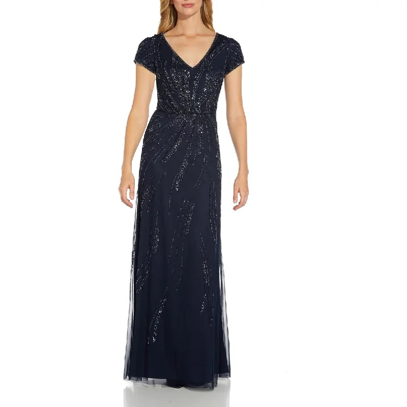 Shop and Save Adrianna Papell Womens Blouson Maxi Evening Dress