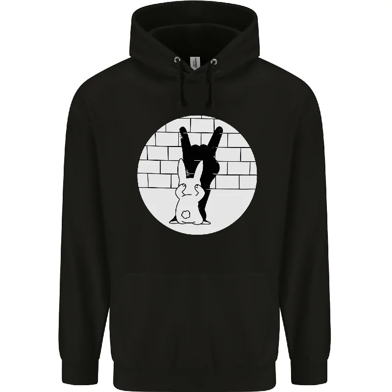 Special Buy Funny Rock n Roll Salute Rabbit Silhouette Mens 80% Cotton Hoodie